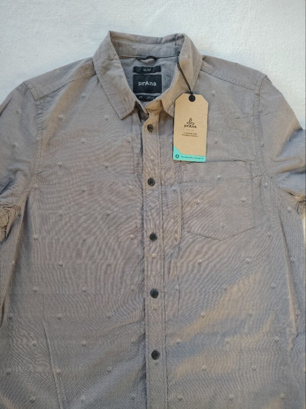 Prana Men's Button Down Shirt in Light Gray